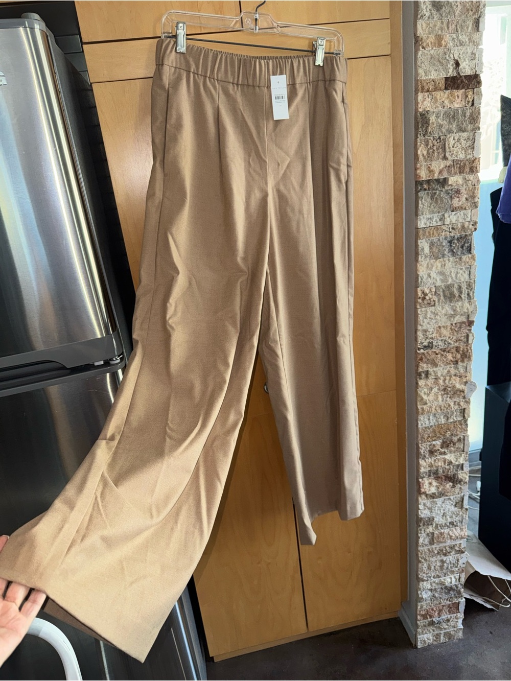 Ann Taylor Tan Wide-Leg Pull-On Pants